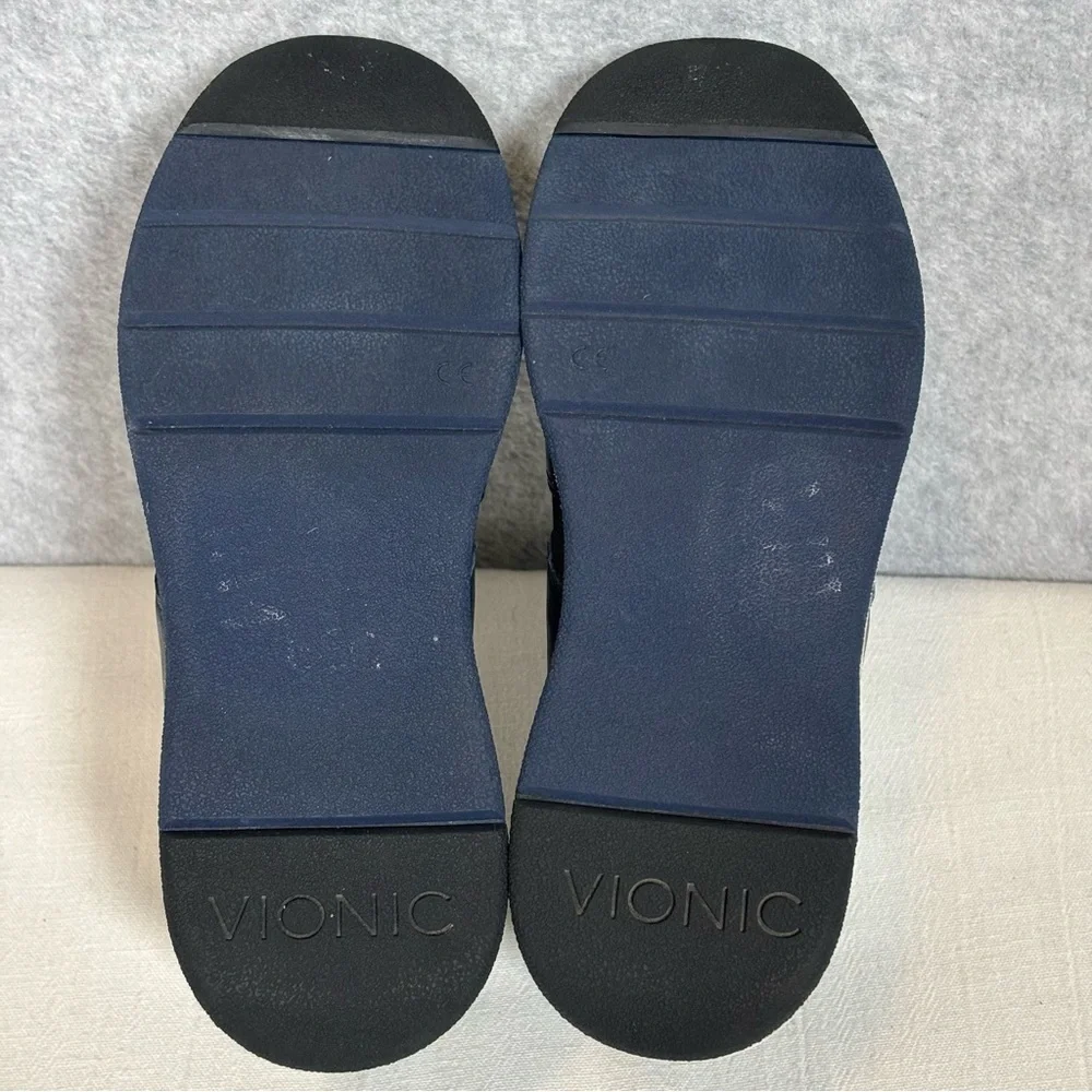 Vionic Carmen Casual Supportive Leather Sneaker Shoe-Navy-Women Size 6.5